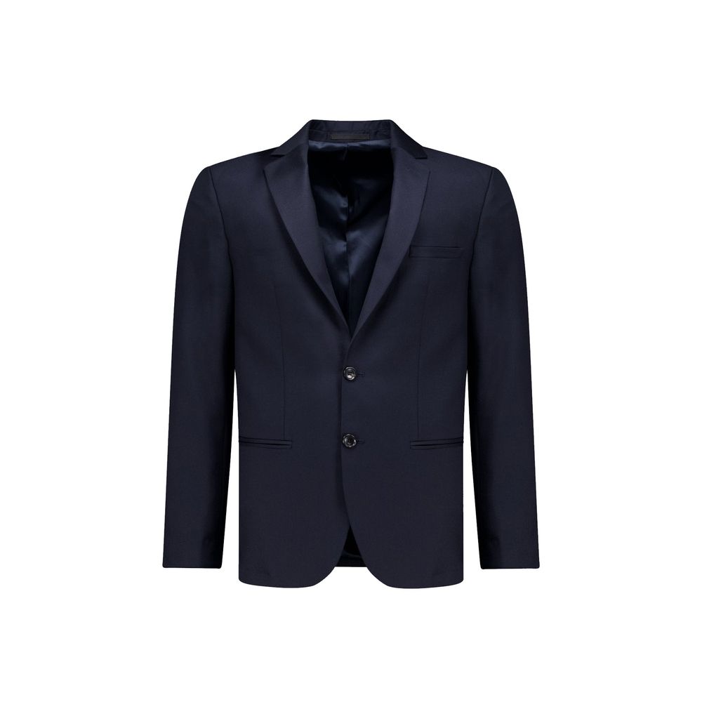 Overcoat by Autore for men in lana merino wool & viscose black & blue features an satoral silhouette, showcasing a sophisticated and satoral pockets for a premium, timeless look.