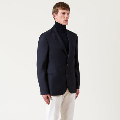 Overcoat by Autore for men in lana merino wool & viscose black & blue features an voluminous silhouette, showcasing distinct pockets and a voluminous for a truly voluminous aesthetic.