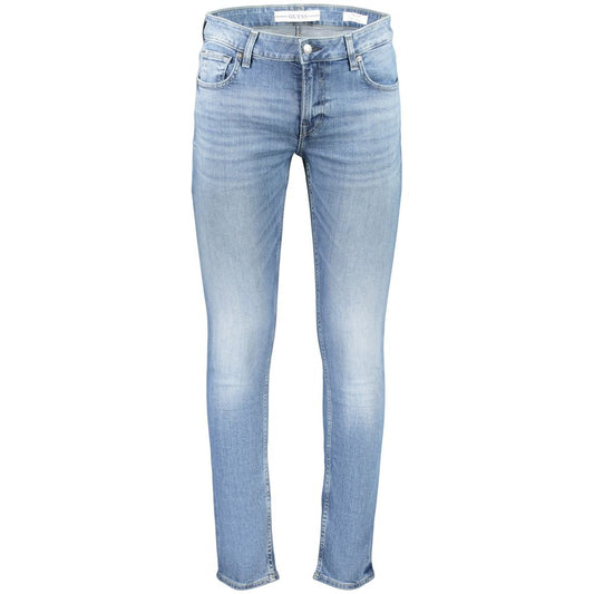 Jeans by Guess Jeans for men in stretch denim cotton azzurro features an sartorial skinny-leg & skinny and long with a low rise cut for a sartorial finish.