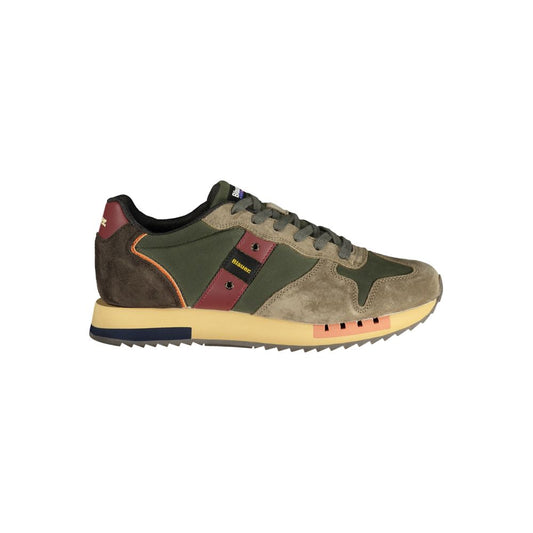 Athletic Sneakers by Blauer for men in polyester brown, green & orange features an exquisite silhouette, showcasing the premium athletic style of the Men's Athletic Polyester Sneakers with an exquisite finish.