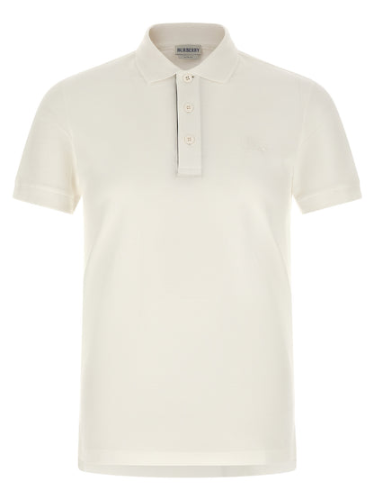 Polo Shirt by Burberry for men in cotton white, patterned, chevron & signature presents a distinguished silhouette, showcasing a sophisticated and distinguished for a truly distinguished finish.