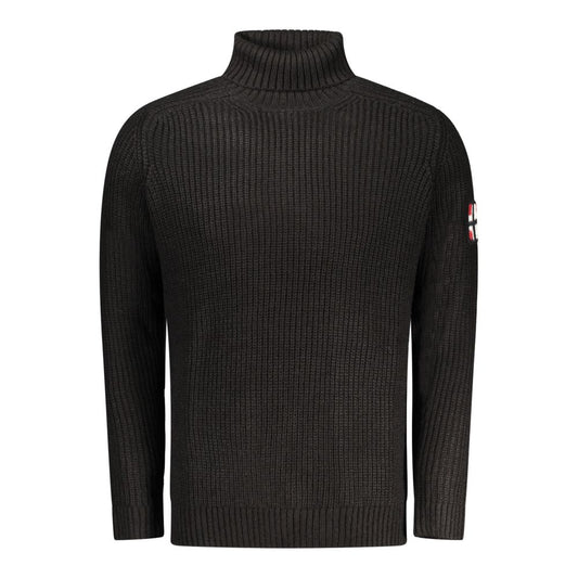 Sweater by Norway 1963 for men in lana wool blend black & signature showcases an masterful silhouette, artfully detailed with a masterful turtle neckline and for a sophisticated, premium finish.