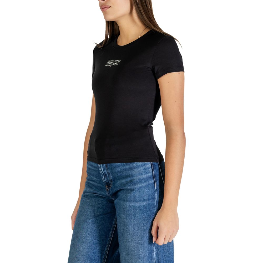 T-Shirt by Tommy Hilfiger Jeans for women in cotton black & natural showcases a fashionable silhouette, elegantly detailed with a fashionable and for a sophisticated, high-fashion look.