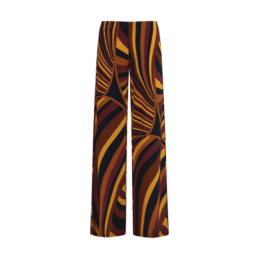 Casual Pants by Emilio Pucci for women in elastane lycra satin & viscose multicolor, natural & print features an sartorial straight-leg & regular-fit and long with a mid rise cut for a sartorial finish.