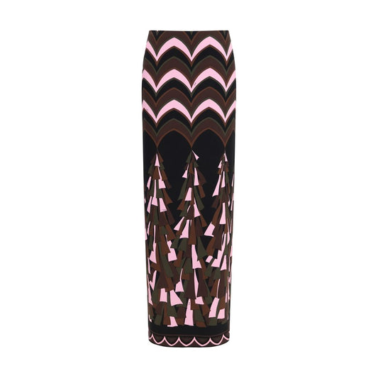 Skirt by Emilio Pucci for women in stretch polyamide multicolor & print features a captivating silhouette, showcasing the captivating Women's High Rise Stretch Polyamide Long Skirt design with a sophisticated long for a captivating look.