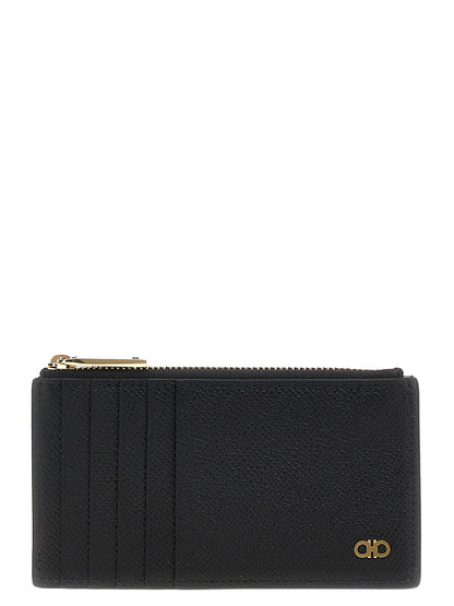 Cardholder Card Case by Ferragamo for men in bos taurus calfskin leather black showcases a couture-grade silhouette from the Gancini Bos Taurus Calfskin Leather Cardholder Card Case collection, highlighting functional card-organization for a couture-grade finish.