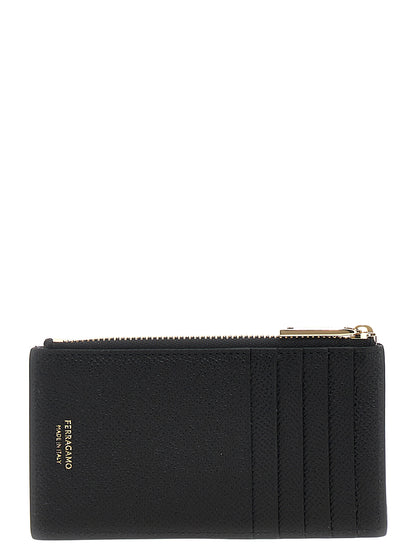 Cardholder Card Case by Ferragamo for men in bos taurus calfskin leather black features an dynamic silhouette from the Gancini Bos Taurus Calfskin Leather Cardholder Card Case collection, highlighting dynamic card-organization for a premium and sophisticated look.