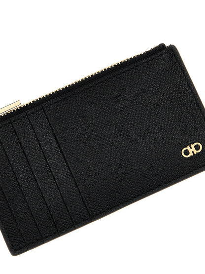 Cardholder Card Case by Ferragamo for men in bos taurus calfskin leather black features a distinguished silhouette, showcasing the distinguished design of the Gancini Bos Taurus Calfskin Leather Cardholder Card Case with refined card-organization.