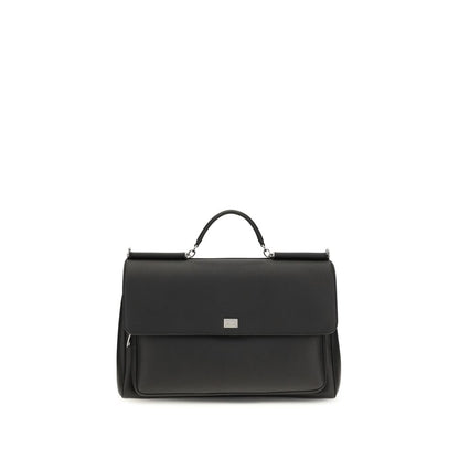 Dolce & Gabbana My Sicily Bos Taurus Calf Leather & PVC Shoulder Box Bag - Black Silver Signature
