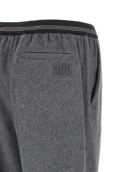 Miu Miu Gray Virgin Wool Casual Pants