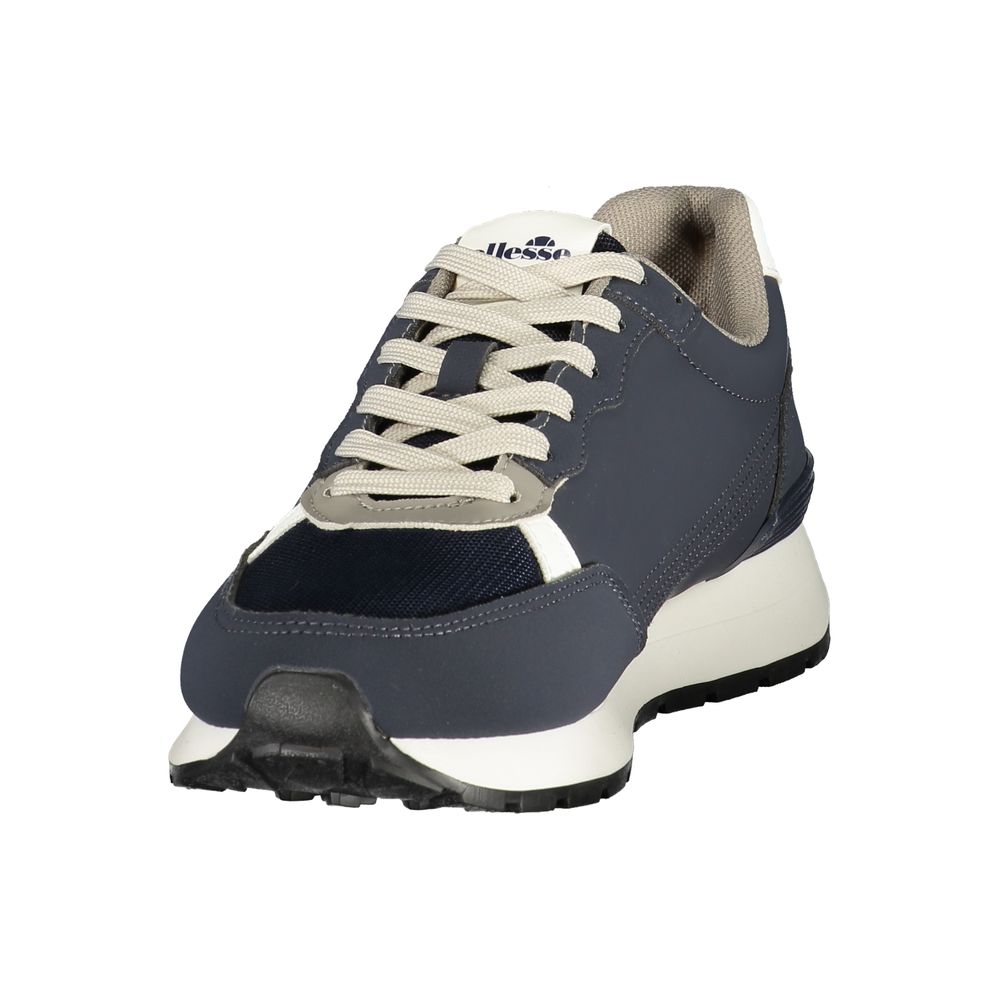 Athletic Sneakers by Ellesse for men in polyester & polyurethane blue, gray & white features an exquisite silhouette, showcasing the premium athletic style of the Men's Athletic Polyester & Polyurethane Sneakers with an exquisite finish.