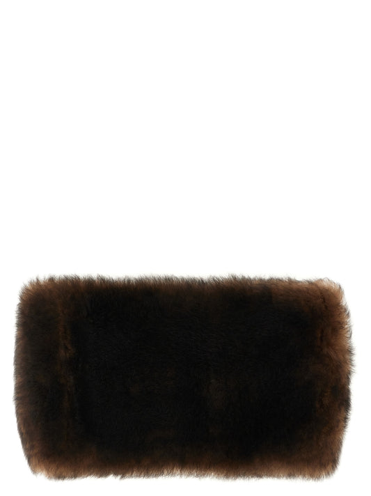 Scarf by Valentino Garavani for women in lamb leather shearling & fur brown & patterned showcases a eye catching silhouette, artfully capturing the essence of the eye catching Lamb Leather Shearling & Fur Neck-Warmer Scarf design for a sophisticated look.