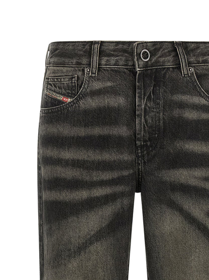 Diesel Black Cotton Straight-Leg Jeans