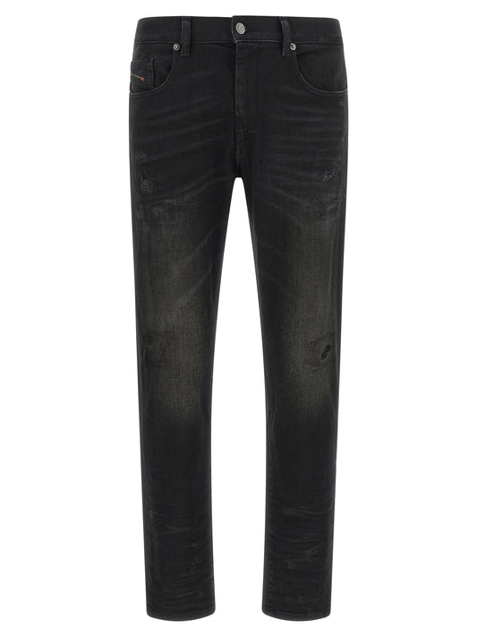 Diesel Black Cotton Tapered Jeans