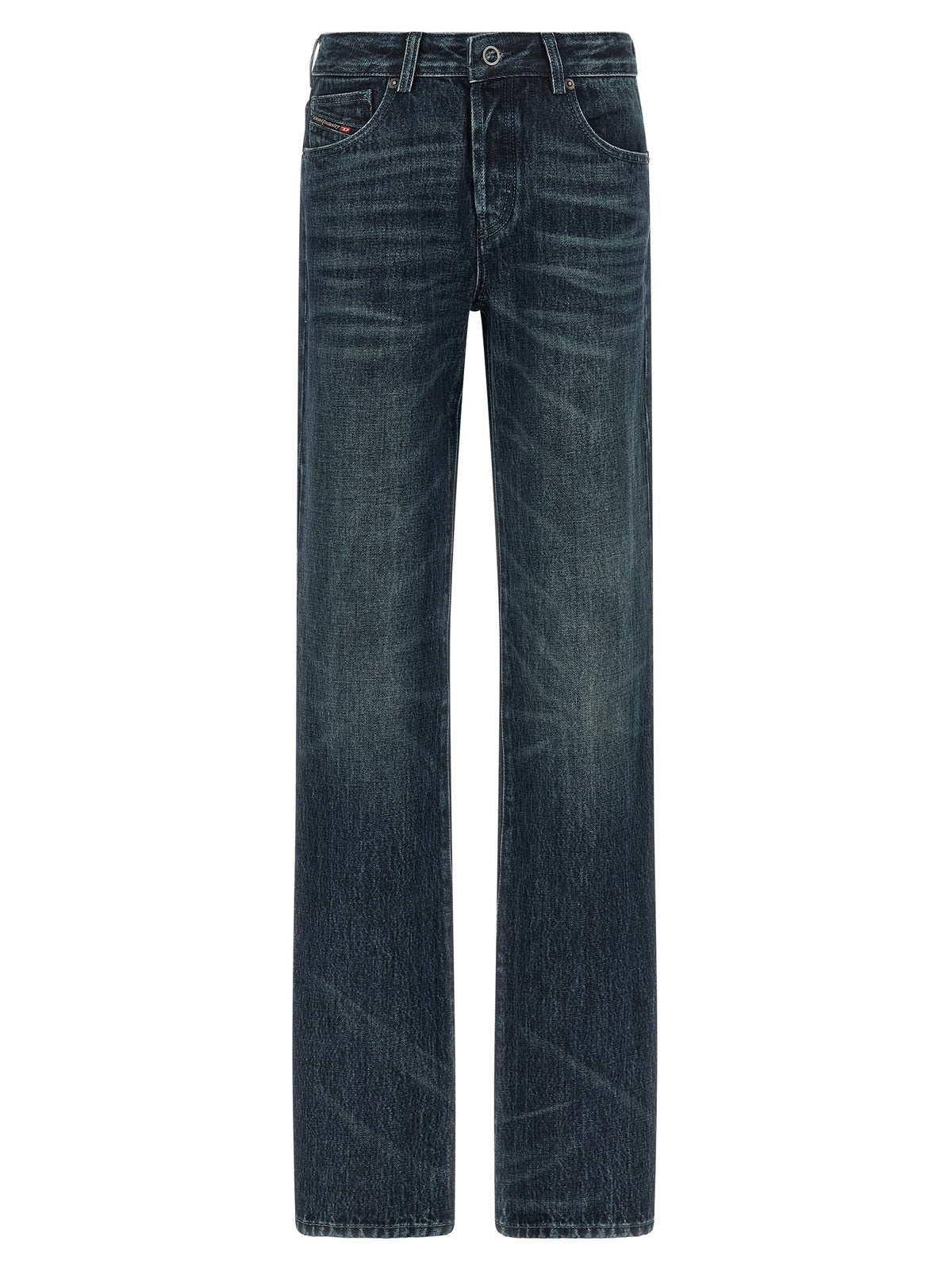 Jeans by Diesel for women in denim cotton dark-blue presents a refined pantology silhouette, artfully defined by a refined pantology straight-leg, long, and a sophisticated mid rise.