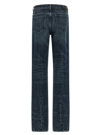 Jeans by Diesel for women in denim cotton dark-blue features a refined silhouette with a refined straight-leg, defined by a mid rise and a refined long for a refined finish.