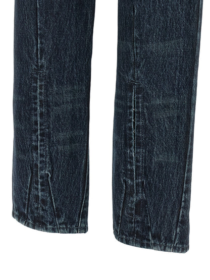 Jeans by Diesel for women in denim cotton dark-blue presents a refined pantology silhouette, artfully defined by a refined pantology straight-leg, long, and a sophisticated mid rise.