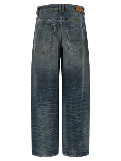 Diesel Blue Cotton Relaxed Fit Jeans