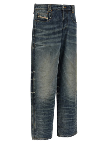 Diesel Blue Cotton Relaxed Fit Jeans