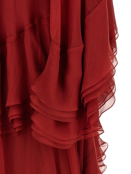 Alberta Ferretti Bordeaux Silk Long Dress