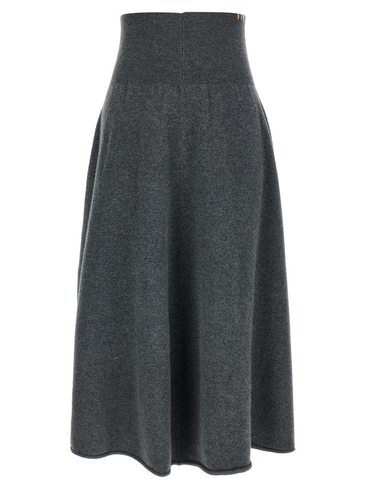 Extreme Cashmere Gray Cashmere Midi Skirt
