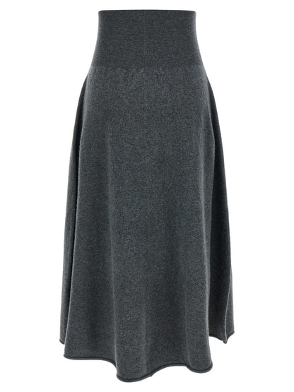 Extreme Cashmere Gray Cashmere Midi Skirt
