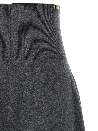 Extreme Cashmere Gray Cashmere Midi Skirt