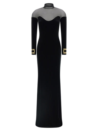 Elisabetta Franchi Black Polyester Long Dress