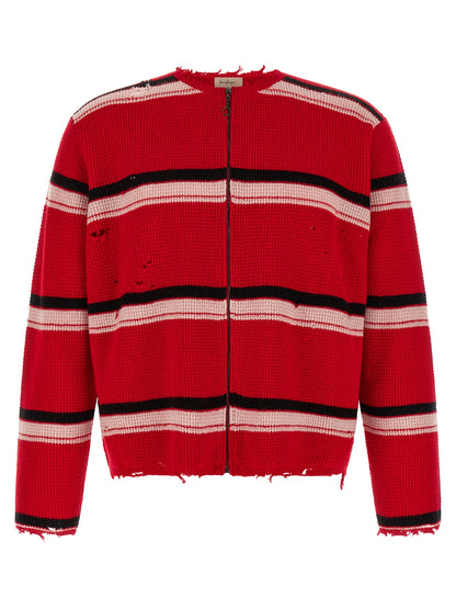 SECOND/LAYER Red Wool Cardigan