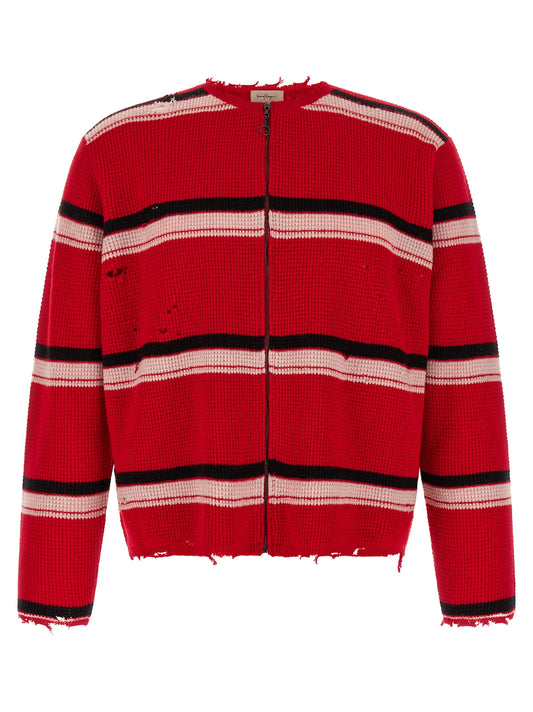 SECOND/LAYER Red Wool Cardigan