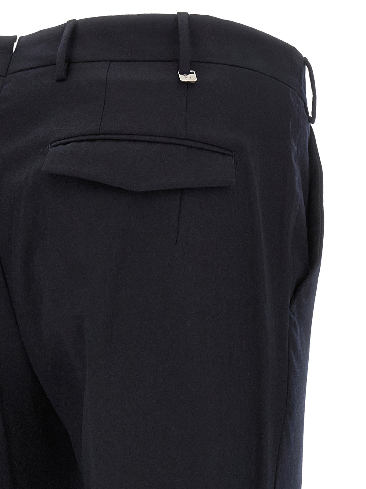 Trousers by PT Torino for men in virgin wool blue features an on trend silhouette, showcasing a sophisticated with a long and mid rise for an on trend finish.