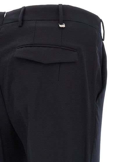 Trousers by PT Torino for men in virgin wool blue features an on trend silhouette, showcasing a sophisticated with a long and mid rise for an on trend finish.