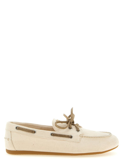 Miu Miu Beige Cotton Slip-On Loafers