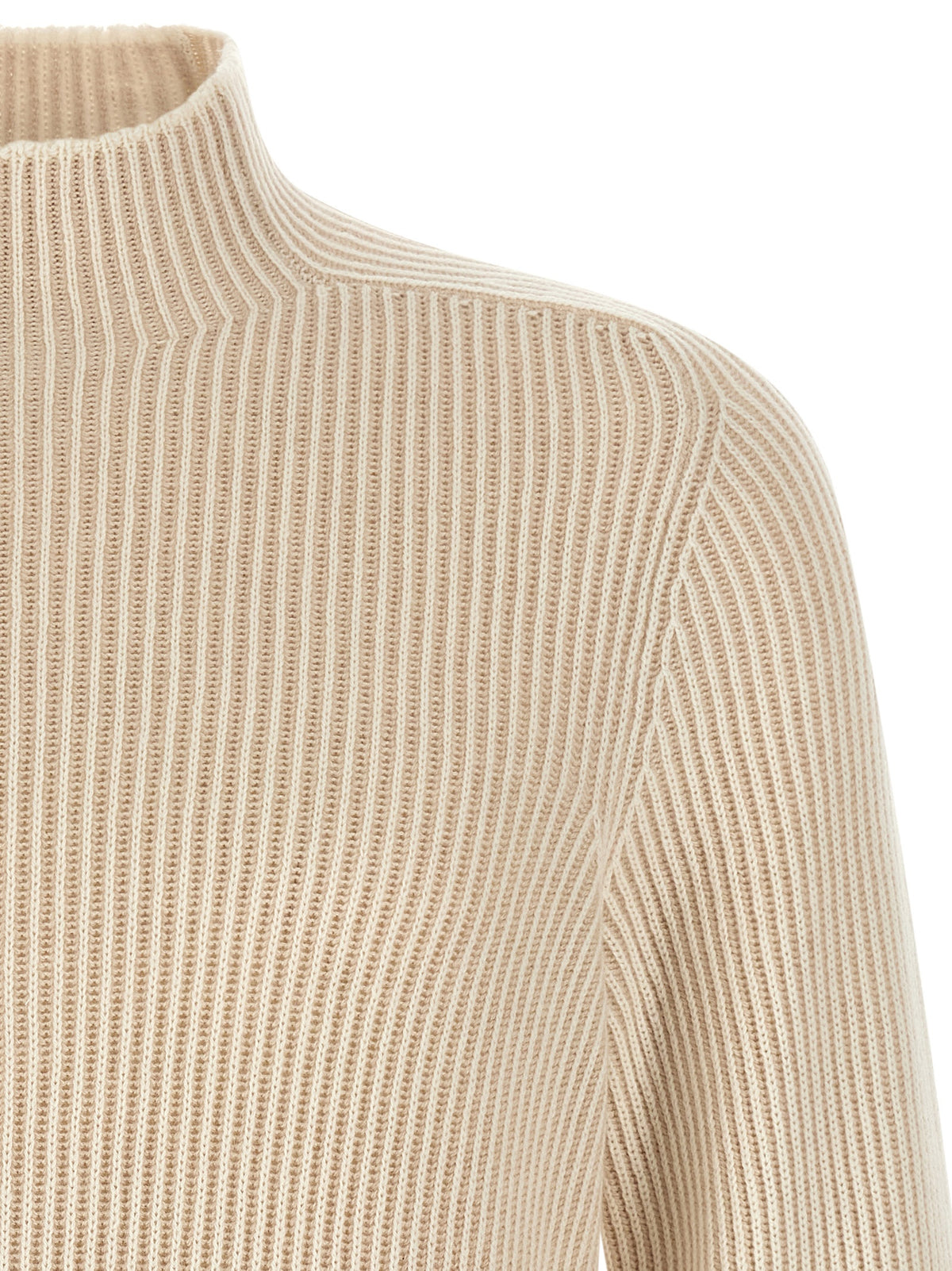 Cardigan by Brunello Cucinelli for men in cashmere beige showcases a luxurious silhouette, meticulously detailed with a sophisticated turtle neckline and for a refined finish.