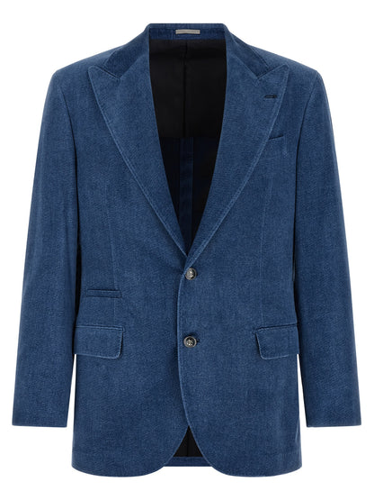 Brunello Cucinelli Blue Cotton Blazer