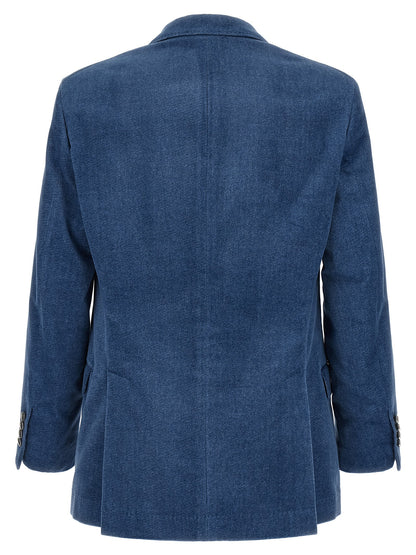 Brunello Cucinelli Blue Cotton Blazer