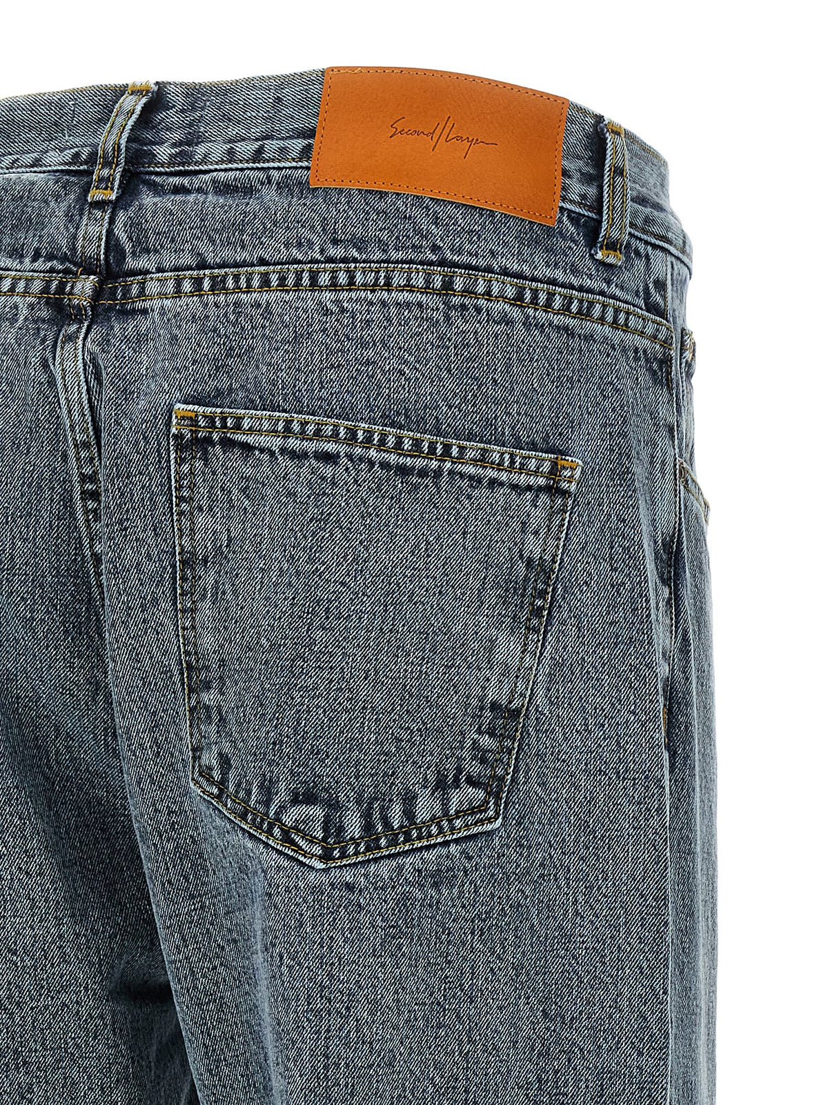 SECOND/LAYER Gray Cotton Relaxed Fit Jeans