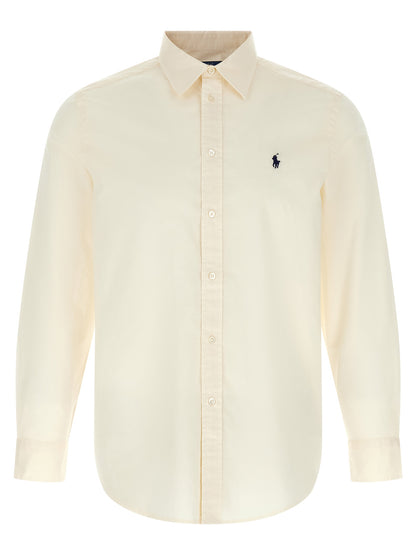 Polo Ralph Lauren Pony Women's Long-Sleeve Cotton Blouse - Beige Navy