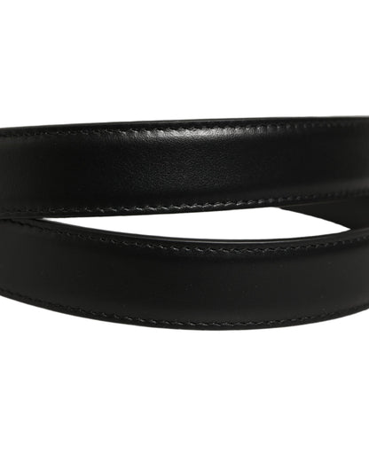Dolce & Gabbana Black Classic Leather Gold Tone Buckle Belt