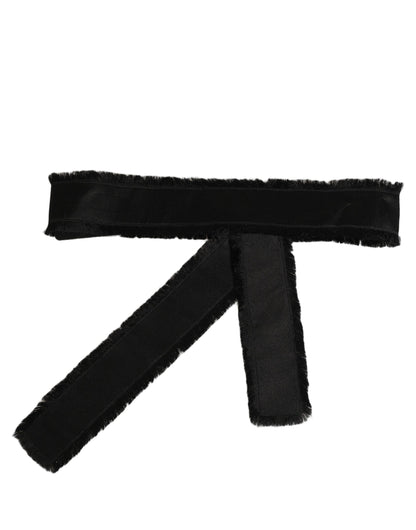 Dolce & Gabbana Black Velvet Wrap Around Tie Cintura Belt