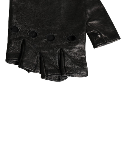 Dolce & Gabbana Black Embellished Wrist Length Fingerless Gloves