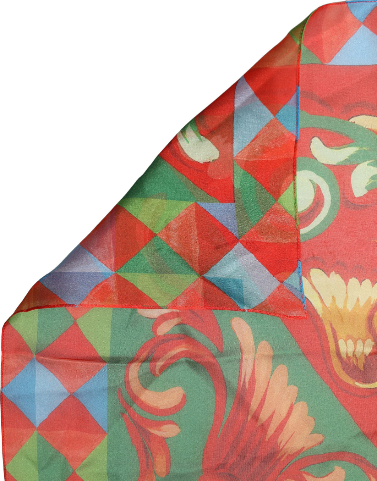 Dolce & Gabbana Multicolor Silk Printed Square Foulard Scarf