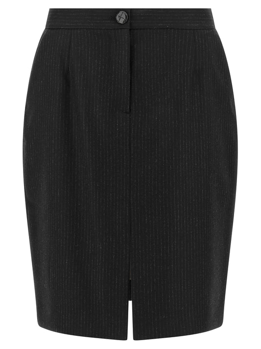 Blazé Milano Black Virgin Wool Midi Skirt