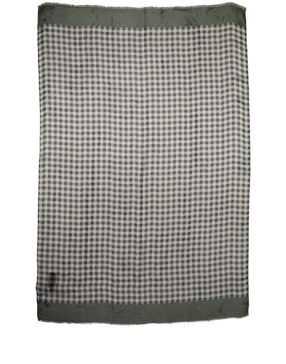 Dolce & Gabbana Green White Napoli Silk Gingham Shawl Scarf