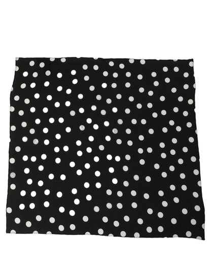 Dolce & Gabbana Black White Polka Dot Square Foulard Scarf