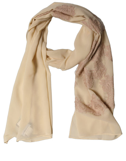 Dolce & Gabbana Light Beige Ornate Lace Neck Shawl Scarf