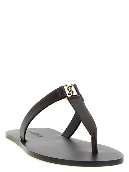 Saint Laurent Brown Calfskin Slides