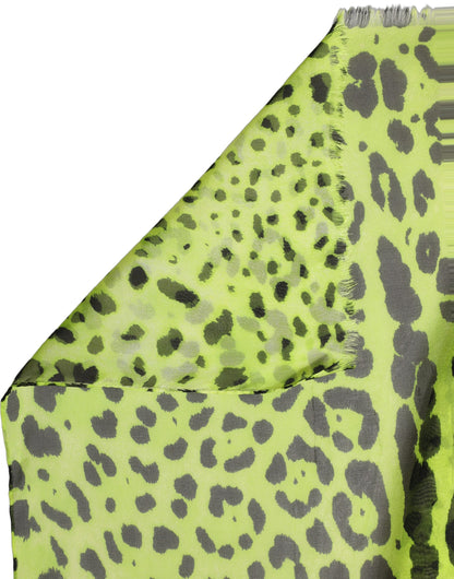 Dolce & Gabbana Green Leopard Print Silk Shawl Stole Scarf