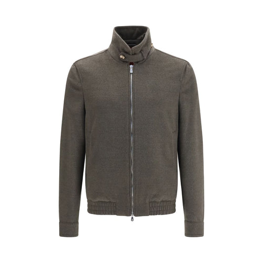 Overcoat by Brunello Cucinelli for men in merino wool gray features a cosy chic silhouette, artfully detailed with a sophisticated high-collar neckline and premium pockets for a cosy chic finish.