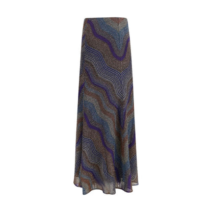 Skirt by Missoni for women in viscose multicolor, patterned, chevron & signature showcases a sultry silhouette, elegantly defined by its long and the sophisticated sultry design of the Women's Viscose Long Skirt.